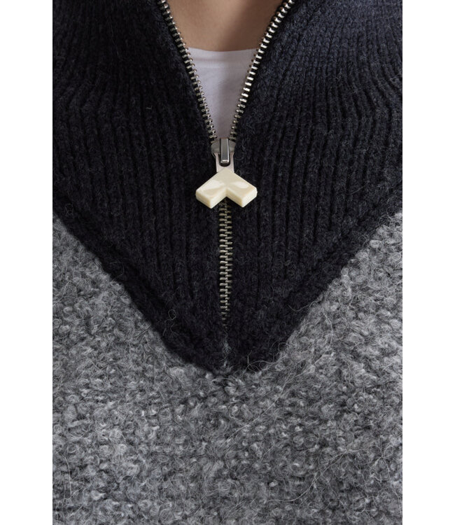 Bellerose Dooh Zip Sweater Mid Grey