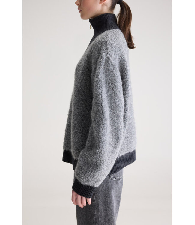 Bellerose Dooh Zip Sweater Mid Grey