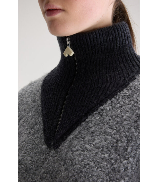 Bellerose Dooh Zip Sweater Mid Grey