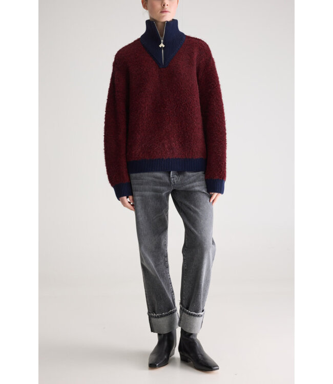 Bellerose Dooh Zip Sweater Wine