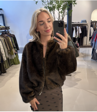 Studio AR Etta jacket faux mink olive