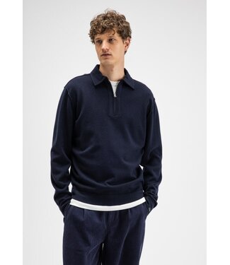 Butcher of Blue Clifden zip polo alaska blue