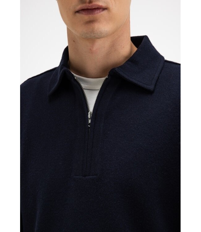 Butcher of Blue Clifden zip polo alaska blue