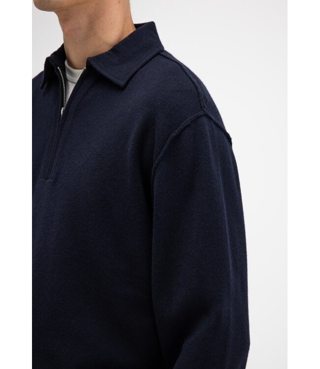Butcher of Blue Clifden zip polo alaska blue