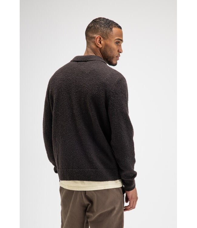 Butcher of Blue Nash boucle polo sweater topaz brown