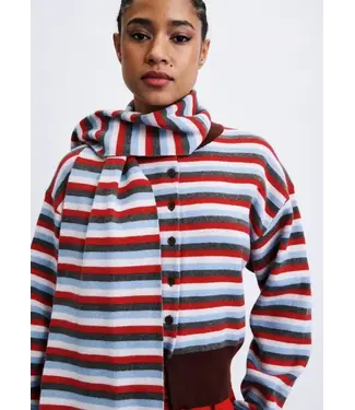FRNCH Shibuya Cardigan/Scarf Red/Blue