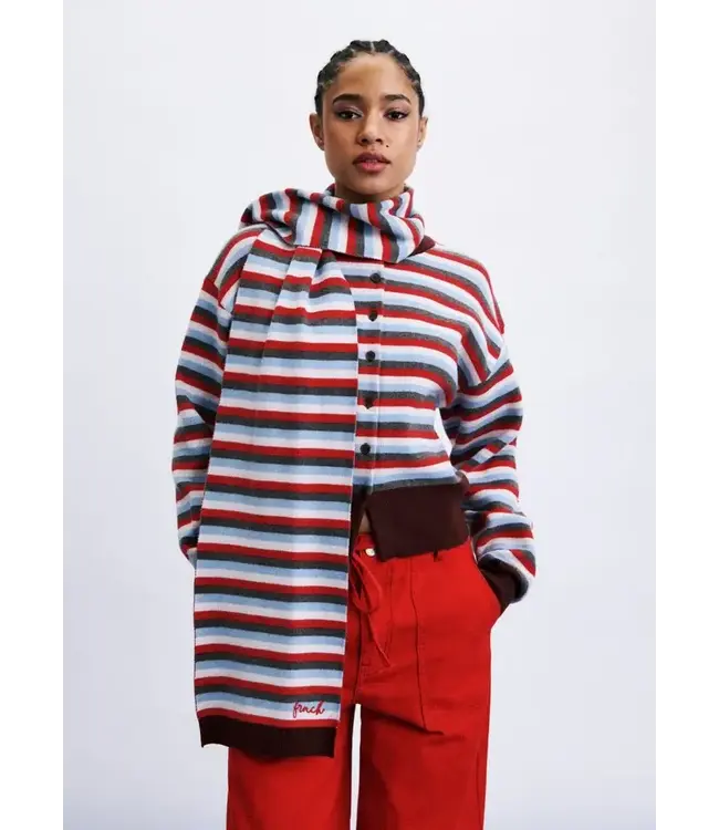 FRNCH Shibuya Cardigan/Scarf Red/Blue