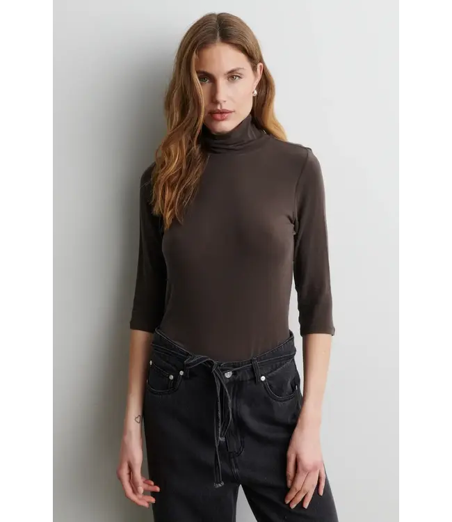 Second Female Matima T-neck SS Tee Dark Brown