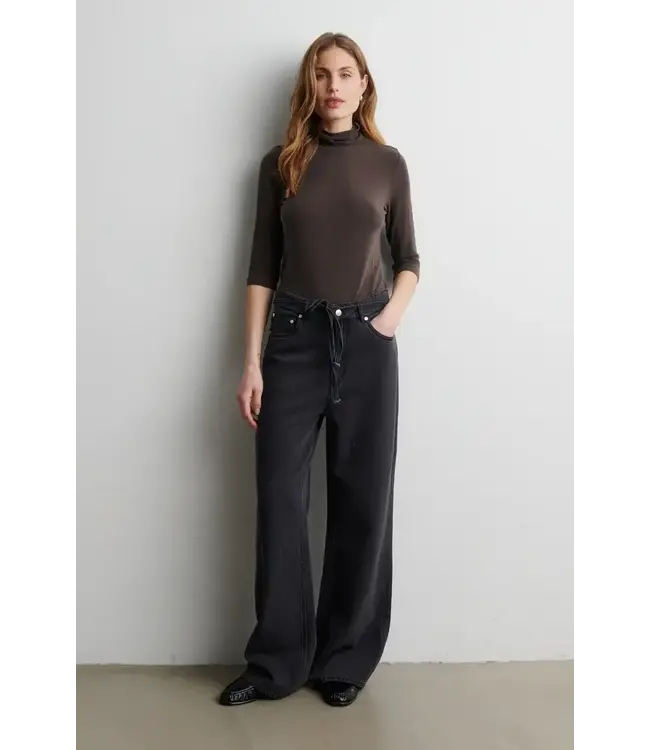 Second Female Matima T-neck SS Tee Dark Brown