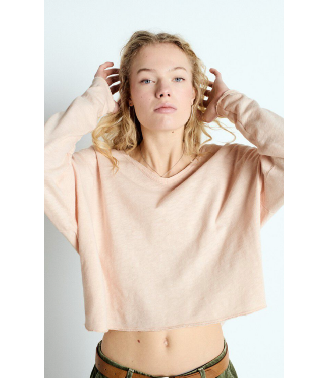 American Vintage Sonoma longsleeve V-Neck Biscuit Vintage