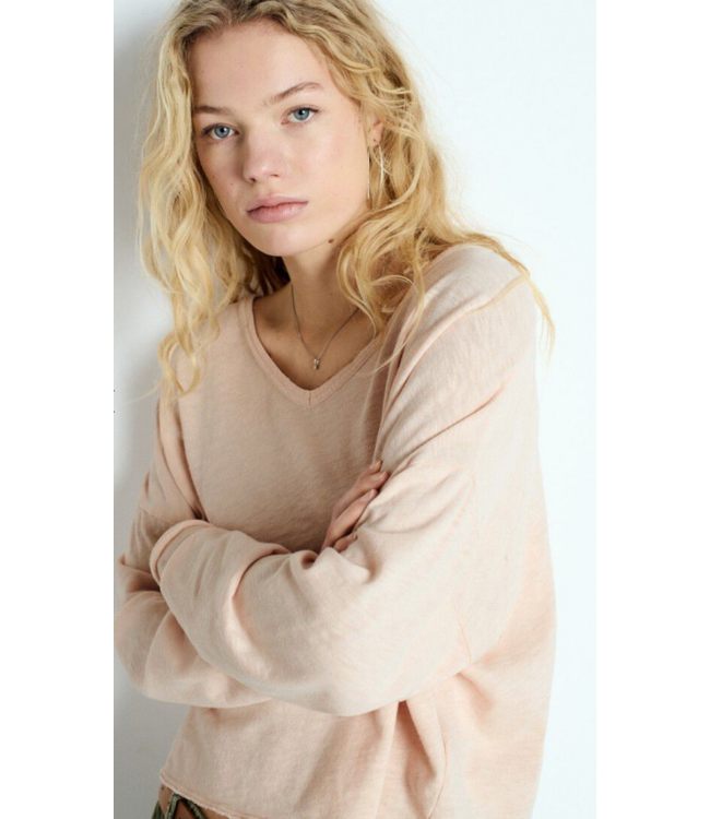 American Vintage Sonoma longsleeve V-Neck Biscuit Vintage