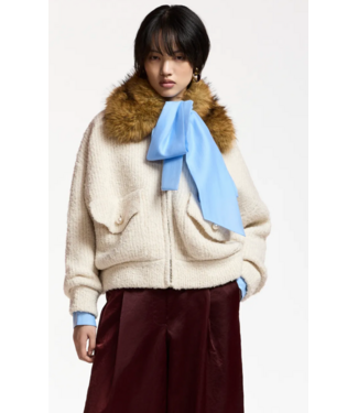 Essentiel Antwerp Kanada Knitted Jacket Faux Fur Off-White