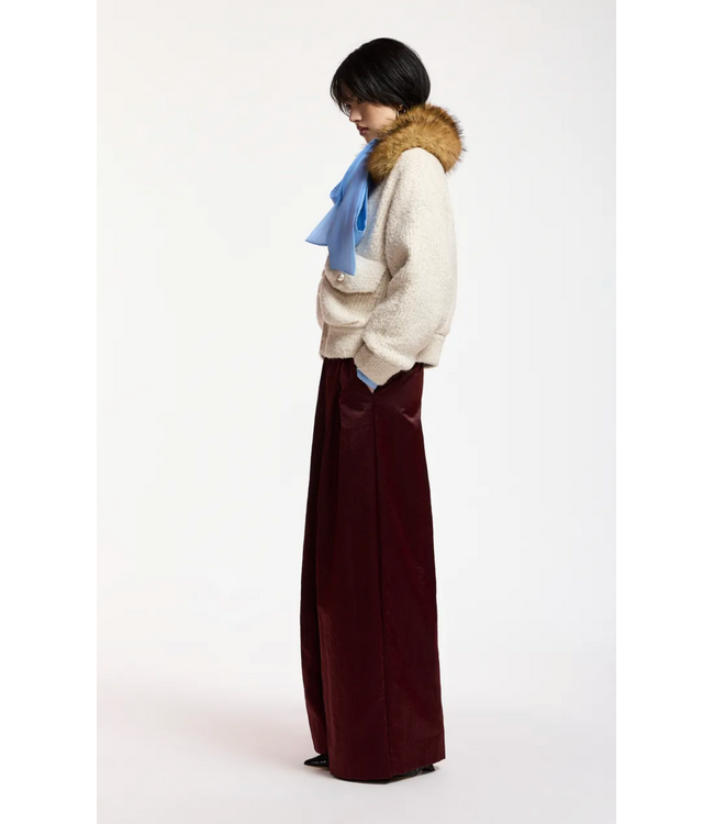 Essentiel Antwerp Kanada Knitted Jacket Faux Fur Off-White