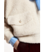 Essentiel Antwerp Kanada Knitted Jacket Faux Fur Off-White