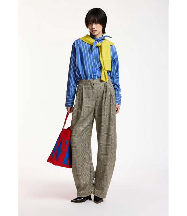 Essentiel Antwerp Karol Checked Pants Brown Sugar