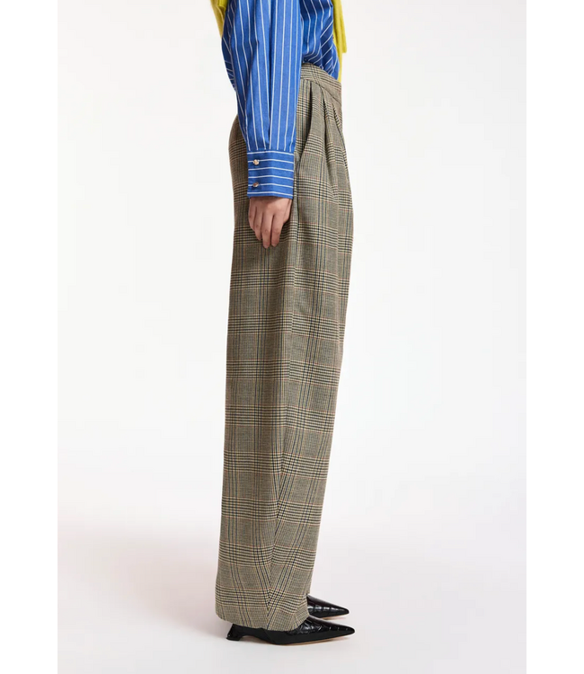 Essentiel Antwerp Karol Checked Pants Brown Sugar