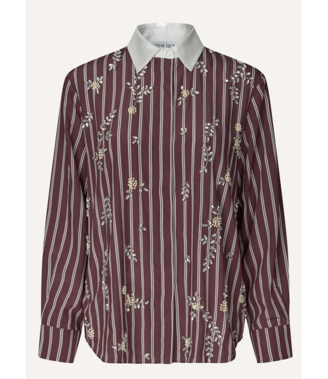 Stine Goya Oversized Shirt Embellished Uniform Stripes