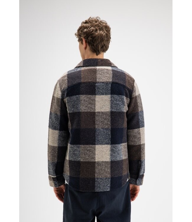 Butcher of Blue Vance wool check overshirt chestnut brown
