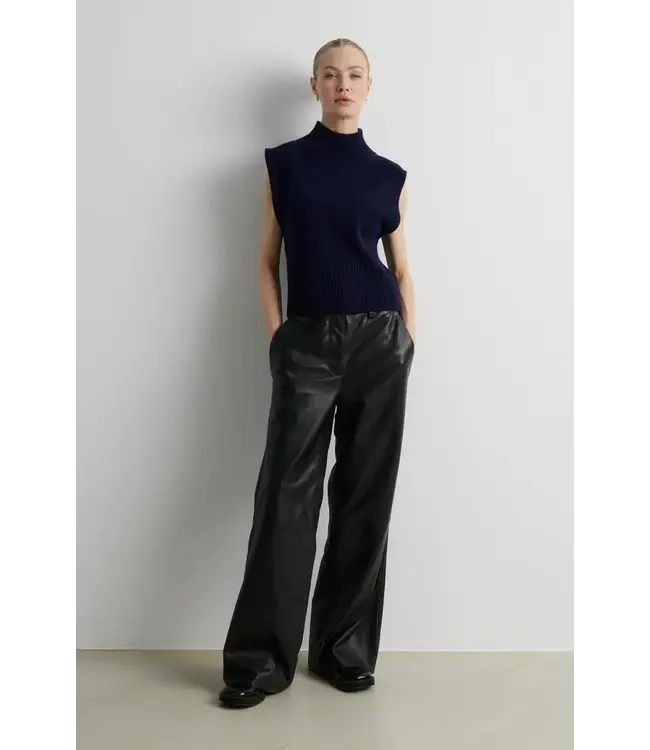 Second Female Longo Knit T-Neck Vest Night Sky