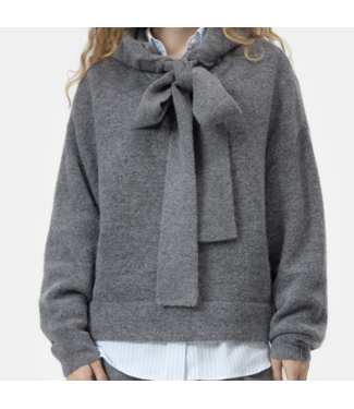 Closed Hoodie with bow tie  Grey