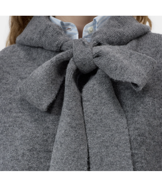 Closed Hoodie with bow tie  Grey