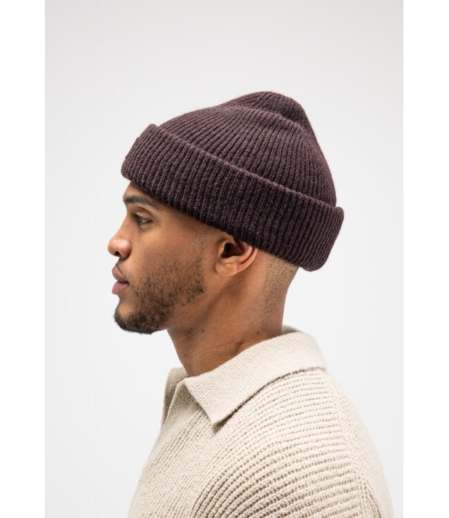Butcher of Blue Army wool hook beanie topaz brown