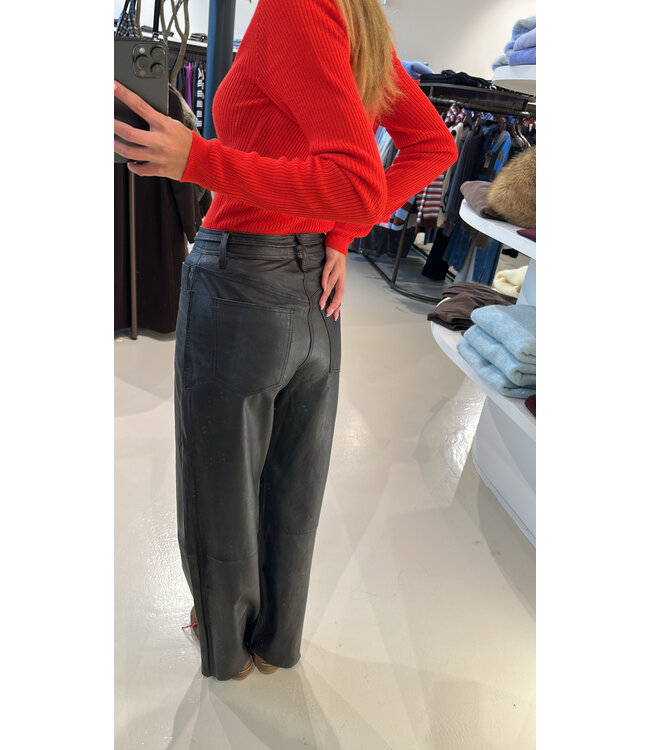 Alter Ego Tessy Leather Trousers Black/brown