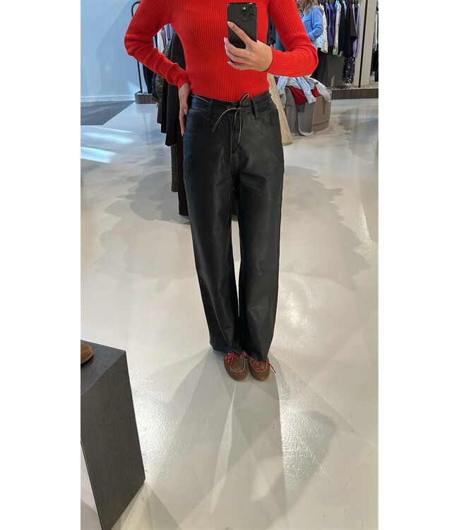 Alter Ego Tessy Leather Trousers Black/brown