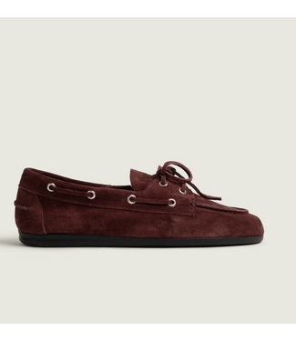 Posa Boat Loafer Suede Burgundy