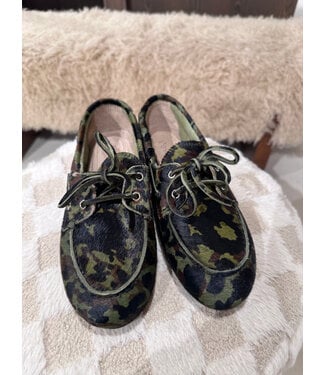 Posa Boat Loafer Leather Camo Green