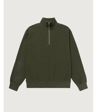 Denham Scissor zip waffle knit army green