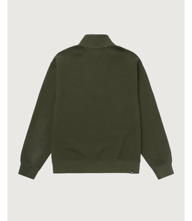 Denham Scissor zip waffle knit army green
