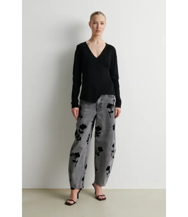 Second Female Stina knit wrap v-neck black