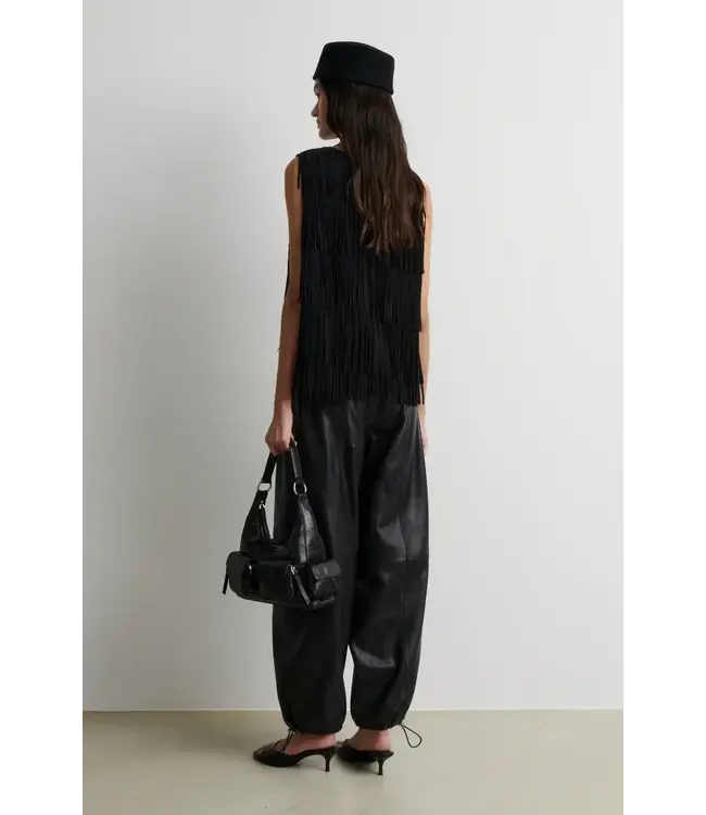 Second Female Aluka black leather trousers
