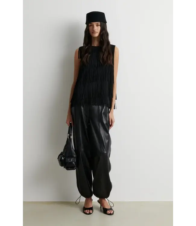 Second Female Aluka black leather trousers