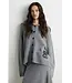 Second Female Alpha knit collar cardigan mid grey melange
