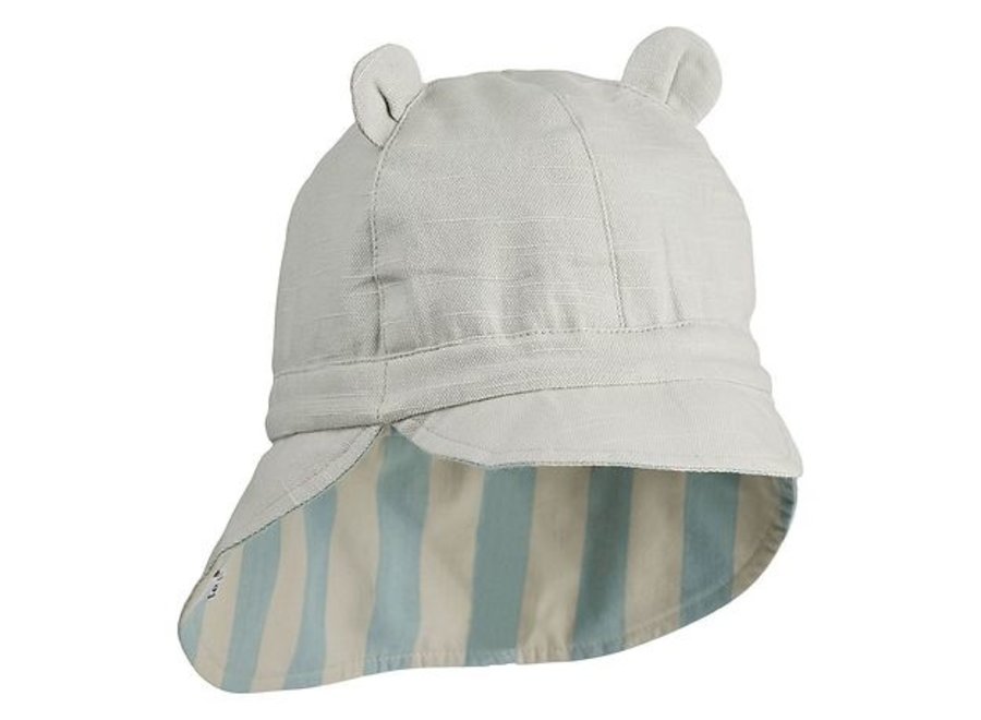 Gorm reversible sun hat yarn dyed - Sea blue/sandy