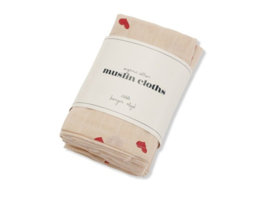 3 pack muslin cloth gots - Amour rouge
