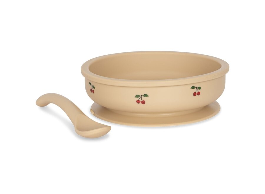 Bowl & spoon silicone set - Cherry