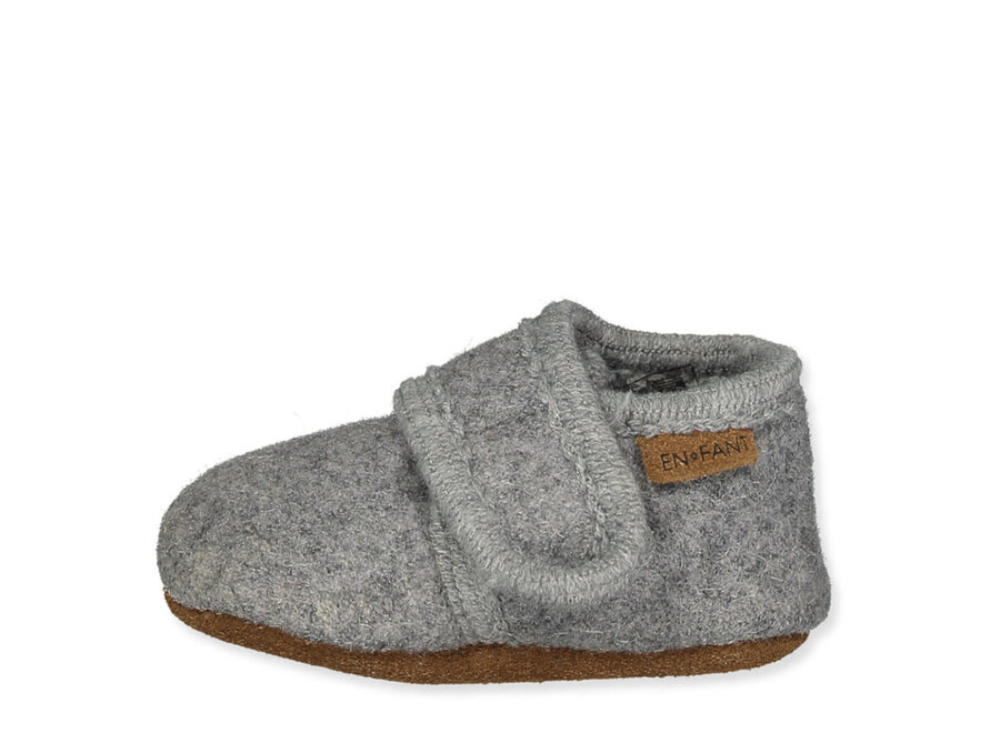 Baby wool slippers - Grey melange