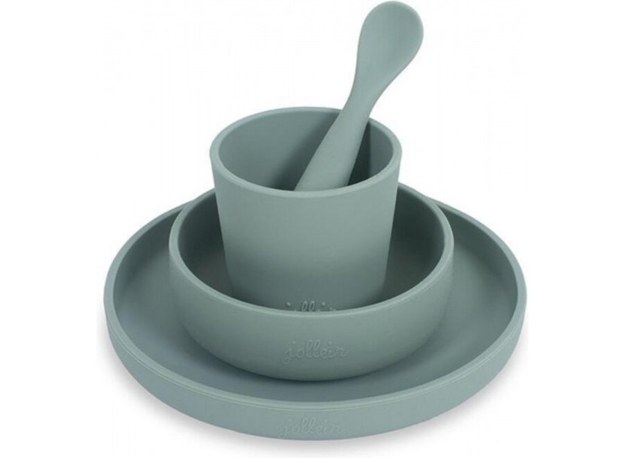 Silicone serviesset - Ash green