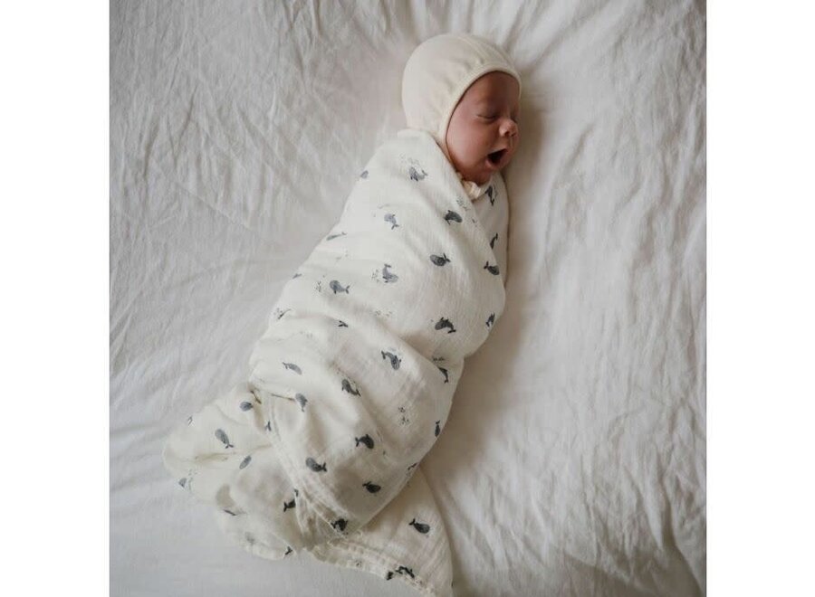 Swaddle muslin - Whales