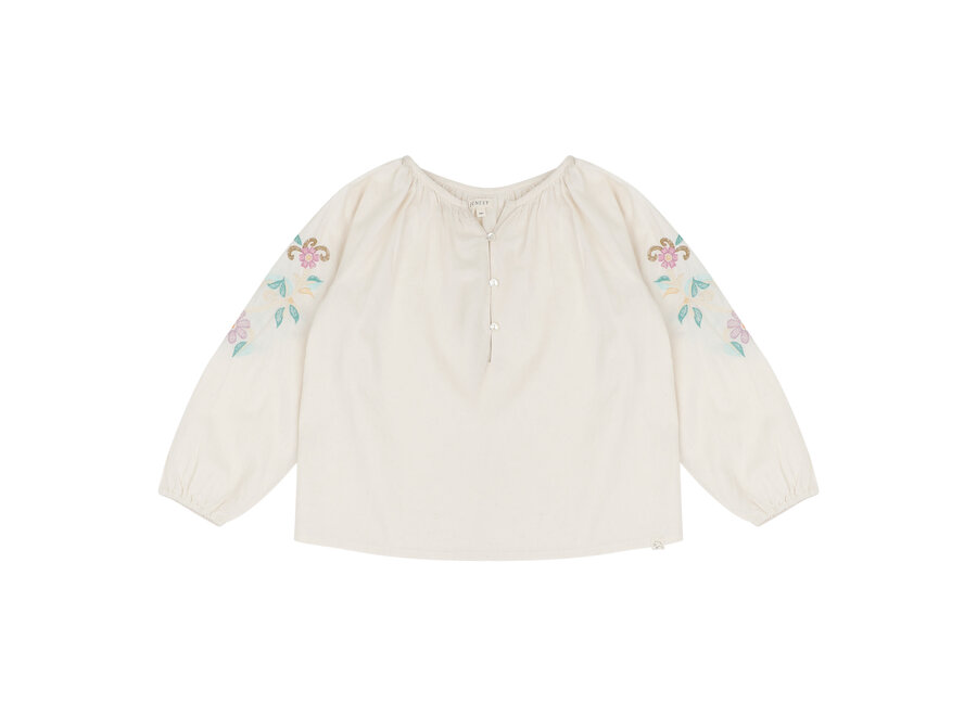 Lilly blouse - Natural with embroidery