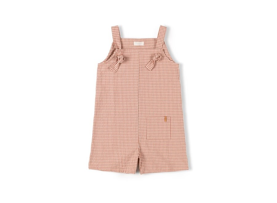 Knot playsuit - Caramel checkered