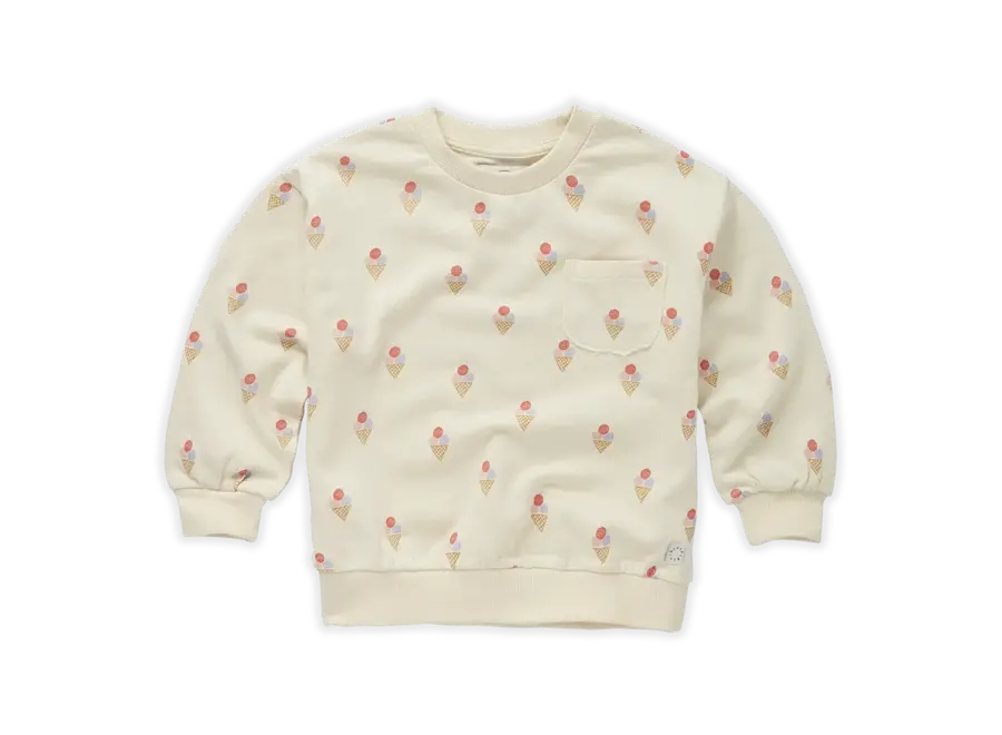 Sweatshirt pocket ice cream print - Pear