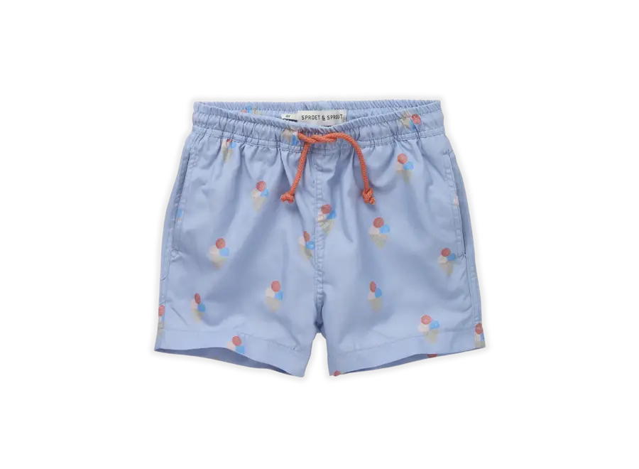 Woven swim short ice cream print - Blue mood