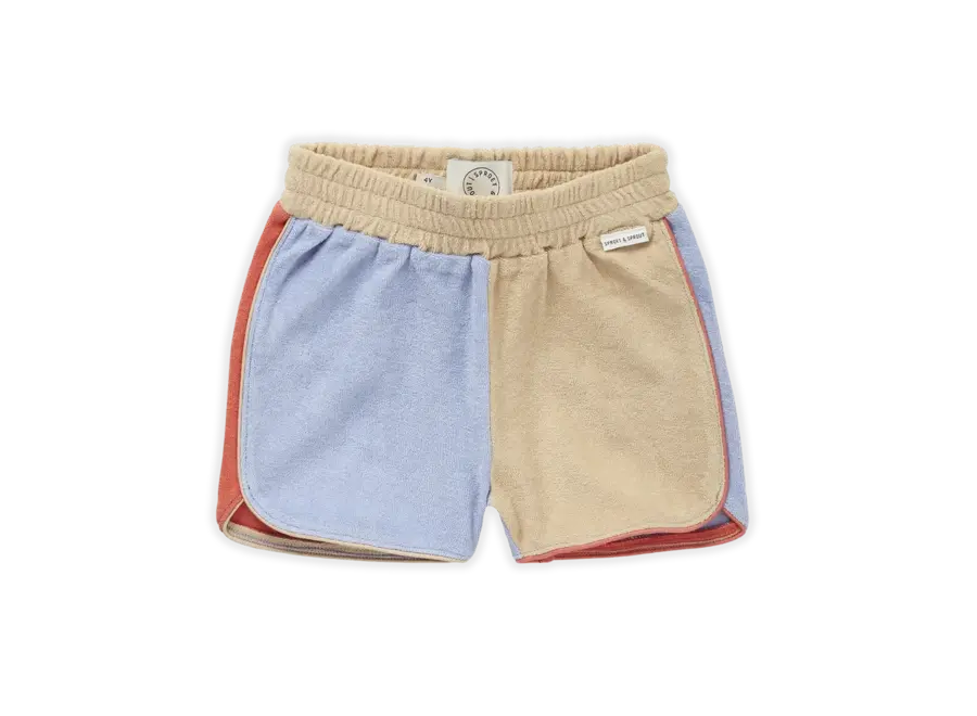 Terry sport short  Colourblock - Biscotti