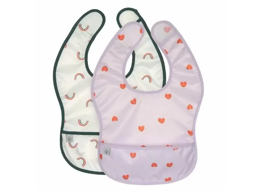 Lightweight bib (2pcs.) - Happy rascals heart lavender