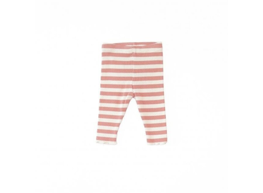 Striped rib legging girl - Coral