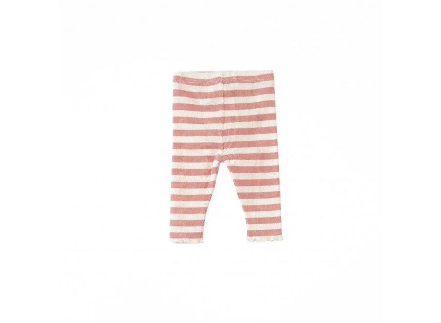 Striped rib legging girl - Coral